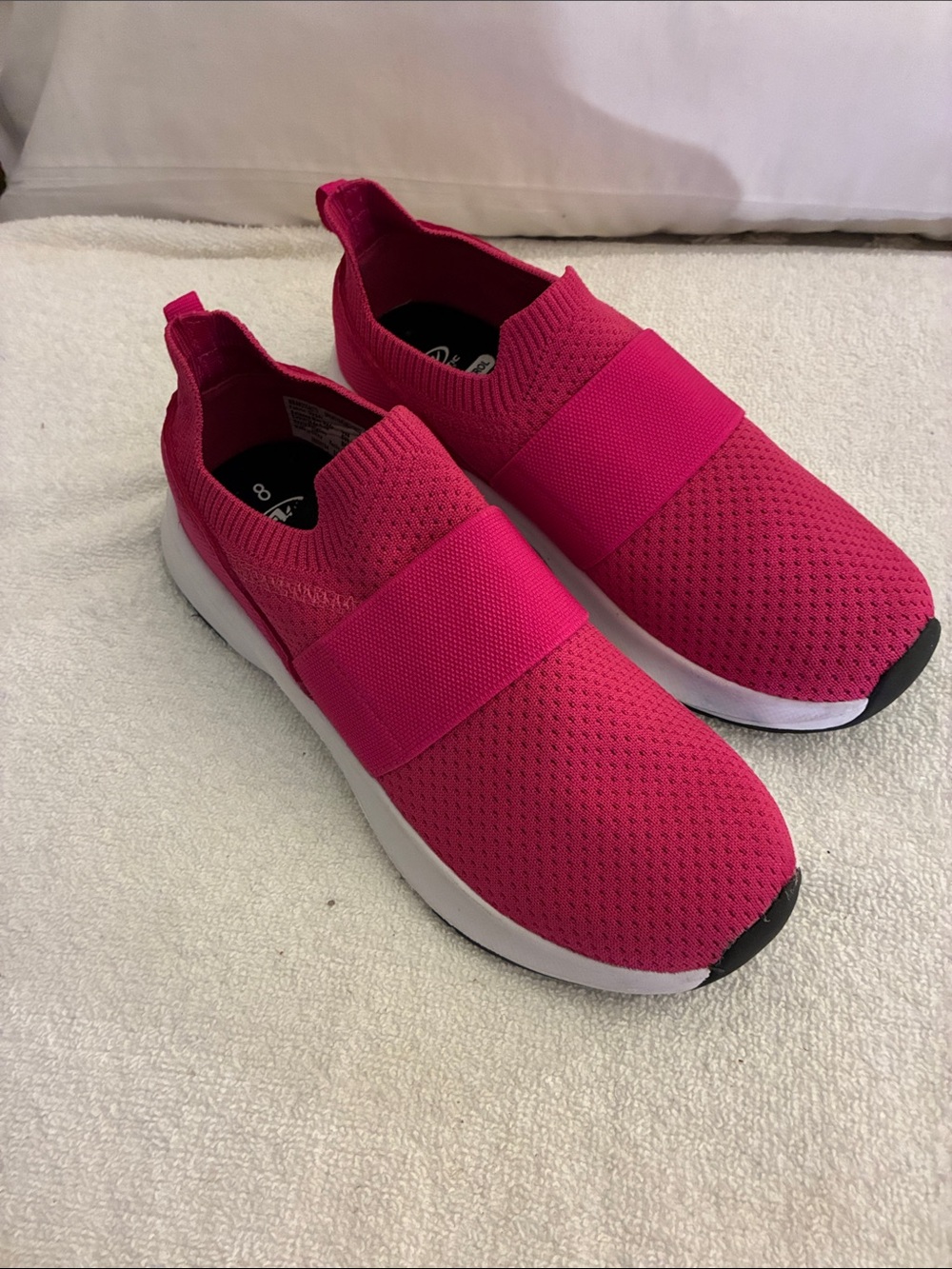 NWOT Athletic Works Bright Pink Slip-On Knit Sneakers
